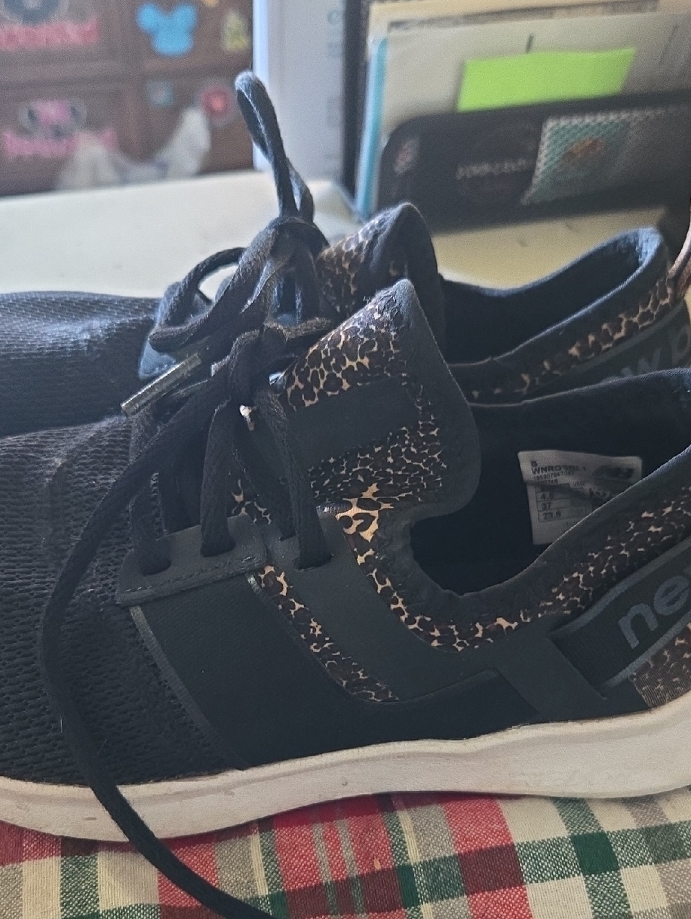 New Balance Black Sneakers with Leopard Print Accents